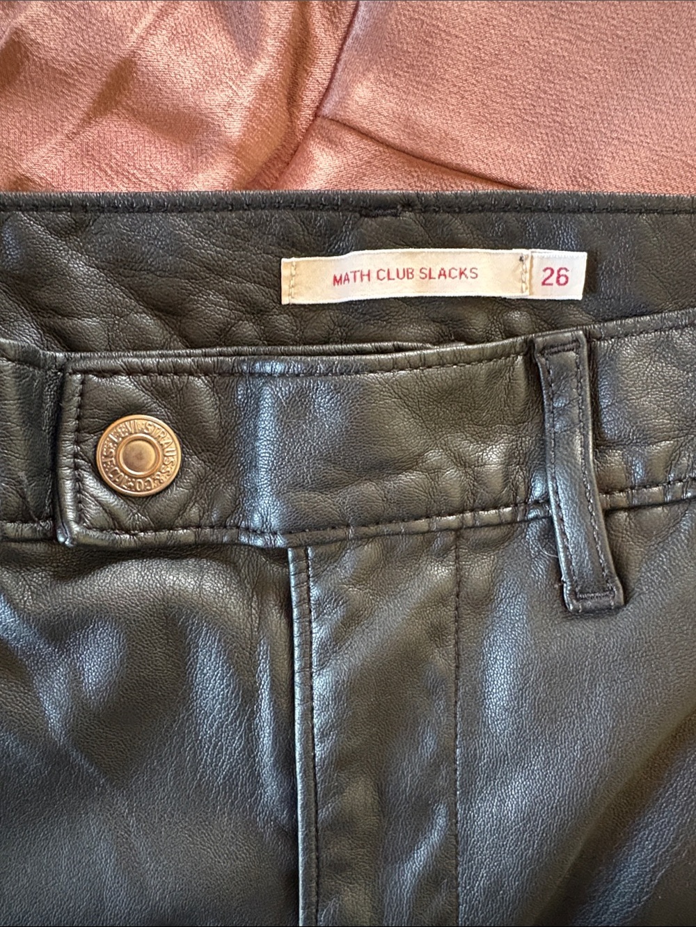 Free People Levi's Math Club Vegan Leather Trousers 26 - Picture 6 of 6
